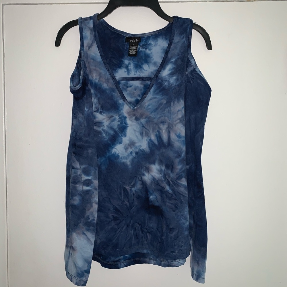 Blue tie die open shoulders